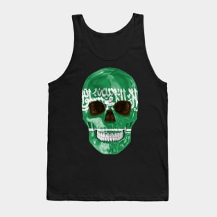 Saudi Arabia Flag Skull - Gift for Saudi Arabian With Roots From Saudi Arabia Tank Top